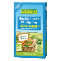 Bouillon cube de légumes pauvre en sel